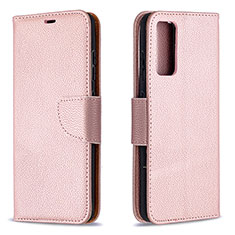 Leather Case Stands Flip Cover Holder B06F for Samsung Galaxy S20 Lite 5G Rose Gold