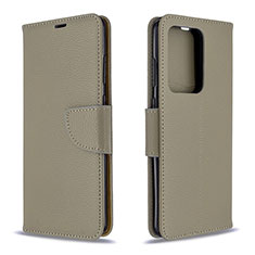 Leather Case Stands Flip Cover Holder B06F for Samsung Galaxy S20 Plus Gray