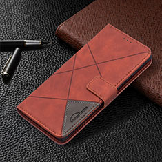 Leather Case Stands Flip Cover Holder B06F for Samsung Galaxy S22 Ultra 5G Brown