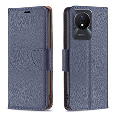 Leather Case Stands Flip Cover Holder B06F for Vivo Y02 Blue