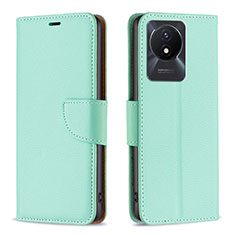 Leather Case Stands Flip Cover Holder B06F for Vivo Y02 Green