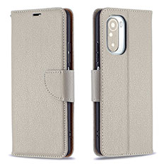 Leather Case Stands Flip Cover Holder B06F for Xiaomi Mi 11i 5G Gray