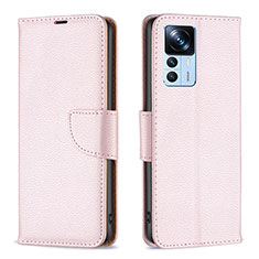 Leather Case Stands Flip Cover Holder B06F for Xiaomi Mi 12T 5G Rose Gold