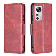 Leather Case Stands Flip Cover Holder B06F for Xiaomi Mi 12X 5G Red