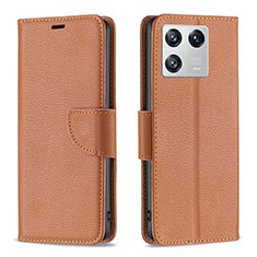 Leather Case Stands Flip Cover Holder B06F for Xiaomi Mi 13 5G Brown