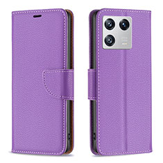 Leather Case Stands Flip Cover Holder B06F for Xiaomi Mi 13 5G Purple