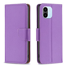 Leather Case Stands Flip Cover Holder B06F for Xiaomi Poco C50 Purple