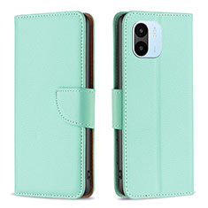 Leather Case Stands Flip Cover Holder B06F for Xiaomi Poco C51 Green