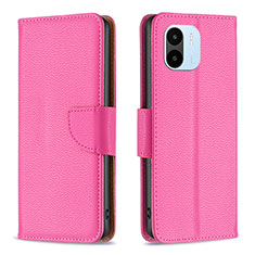 Leather Case Stands Flip Cover Holder B06F for Xiaomi Poco C51 Hot Pink