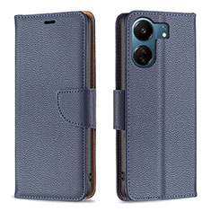 Leather Case Stands Flip Cover Holder B06F for Xiaomi Poco C65 Blue