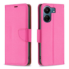 Leather Case Stands Flip Cover Holder B06F for Xiaomi Poco C65 Hot Pink