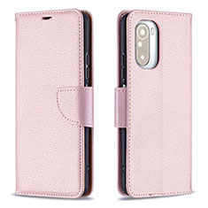 Leather Case Stands Flip Cover Holder B06F for Xiaomi Poco F3 5G Rose Gold