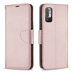 Leather Case Stands Flip Cover Holder B06F for Xiaomi POCO M3 Pro 5G Rose Gold