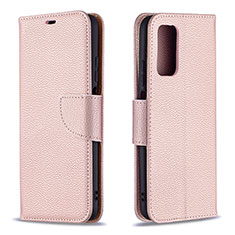 Leather Case Stands Flip Cover Holder B06F for Xiaomi Poco M3 Rose Gold