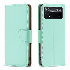 Leather Case Stands Flip Cover Holder B06F for Xiaomi Poco X4 Pro 5G Green