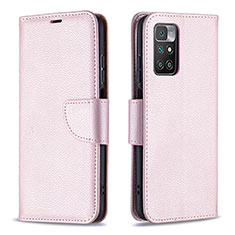 Leather Case Stands Flip Cover Holder B06F for Xiaomi Redmi 10 (2022) Rose Gold