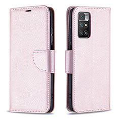 Leather Case Stands Flip Cover Holder B06F for Xiaomi Redmi 10 4G Rose Gold