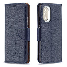 Leather Case Stands Flip Cover Holder B06F for Xiaomi Redmi K40 5G Blue