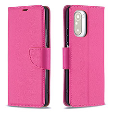 Leather Case Stands Flip Cover Holder B06F for Xiaomi Redmi K40 5G Hot Pink