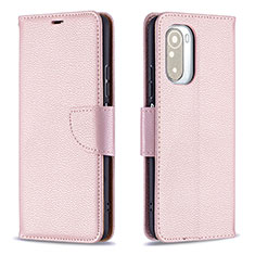 Leather Case Stands Flip Cover Holder B06F for Xiaomi Redmi K40 5G Rose Gold