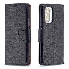 Leather Case Stands Flip Cover Holder B06F for Xiaomi Redmi K40 Pro+ Plus 5G Black