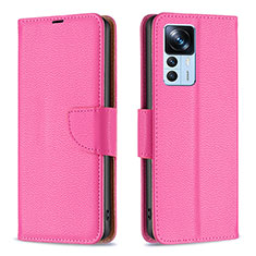 Leather Case Stands Flip Cover Holder B06F for Xiaomi Redmi K50 Ultra 5G Hot Pink