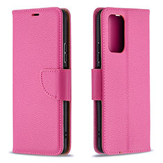 Leather Case Stands Flip Cover Holder B06F for Xiaomi Redmi Note 10 Pro 4G Hot Pink