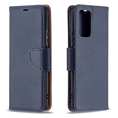 Leather Case Stands Flip Cover Holder B06F for Xiaomi Redmi Note 10 Pro Max Blue