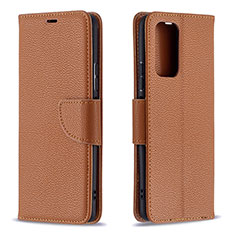 Leather Case Stands Flip Cover Holder B06F for Xiaomi Redmi Note 10 Pro Max Brown