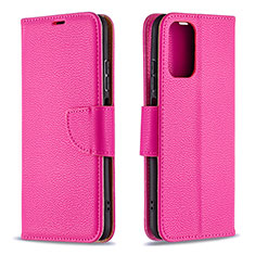 Leather Case Stands Flip Cover Holder B06F for Xiaomi Redmi Note 10S 4G Hot Pink