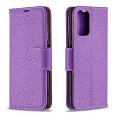 Leather Case Stands Flip Cover Holder B06F for Xiaomi Redmi Note 10S 4G Purple