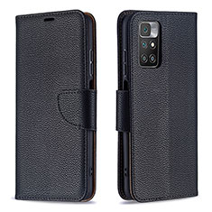 Leather Case Stands Flip Cover Holder B06F for Xiaomi Redmi Note 11 4G (2021) Black