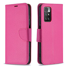 Leather Case Stands Flip Cover Holder B06F for Xiaomi Redmi Note 11 4G (2021) Hot Pink