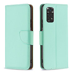 Leather Case Stands Flip Cover Holder B06F for Xiaomi Redmi Note 11 4G (2022) Green