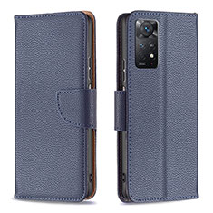 Leather Case Stands Flip Cover Holder B06F for Xiaomi Redmi Note 11 Pro 4G Blue