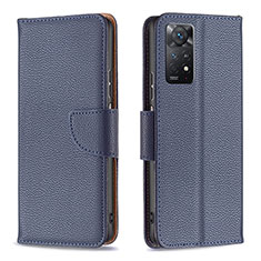 Leather Case Stands Flip Cover Holder B06F for Xiaomi Redmi Note 11 Pro 5G Blue