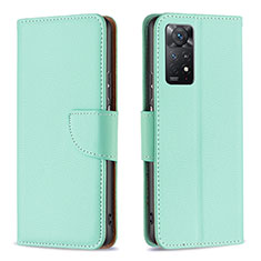 Leather Case Stands Flip Cover Holder B06F for Xiaomi Redmi Note 11 Pro 5G Green