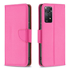 Leather Case Stands Flip Cover Holder B06F for Xiaomi Redmi Note 11 Pro 5G Hot Pink