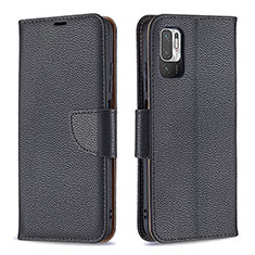 Leather Case Stands Flip Cover Holder B06F for Xiaomi Redmi Note 11 SE 5G Black