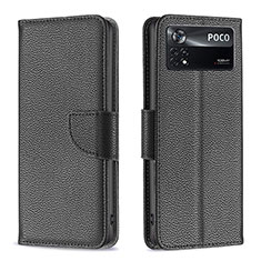 Leather Case Stands Flip Cover Holder B06F for Xiaomi Redmi Note 11E Pro 5G Black