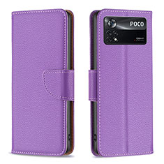 Leather Case Stands Flip Cover Holder B06F for Xiaomi Redmi Note 11E Pro 5G Purple