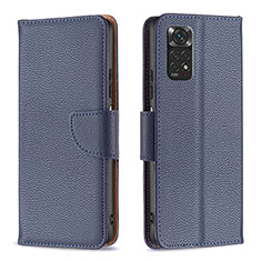 Leather Case Stands Flip Cover Holder B06F for Xiaomi Redmi Note 11S 4G Blue