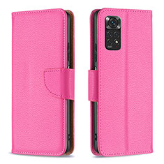 Leather Case Stands Flip Cover Holder B06F for Xiaomi Redmi Note 11S 4G Hot Pink