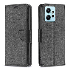 Leather Case Stands Flip Cover Holder B06F for Xiaomi Redmi Note 12 4G Black