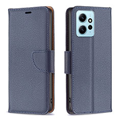 Leather Case Stands Flip Cover Holder B06F for Xiaomi Redmi Note 12 4G Blue