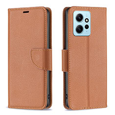 Leather Case Stands Flip Cover Holder B06F for Xiaomi Redmi Note 12 4G Brown