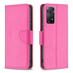 Leather Case Stands Flip Cover Holder B06F for Xiaomi Redmi Note 12 Pro 4G Hot Pink