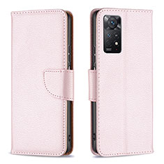 Leather Case Stands Flip Cover Holder B06F for Xiaomi Redmi Note 12 Pro 4G Rose Gold