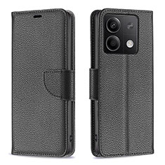 Leather Case Stands Flip Cover Holder B06F for Xiaomi Redmi Note 13 5G Black