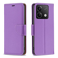 Leather Case Stands Flip Cover Holder B06F for Xiaomi Redmi Note 13 5G Purple